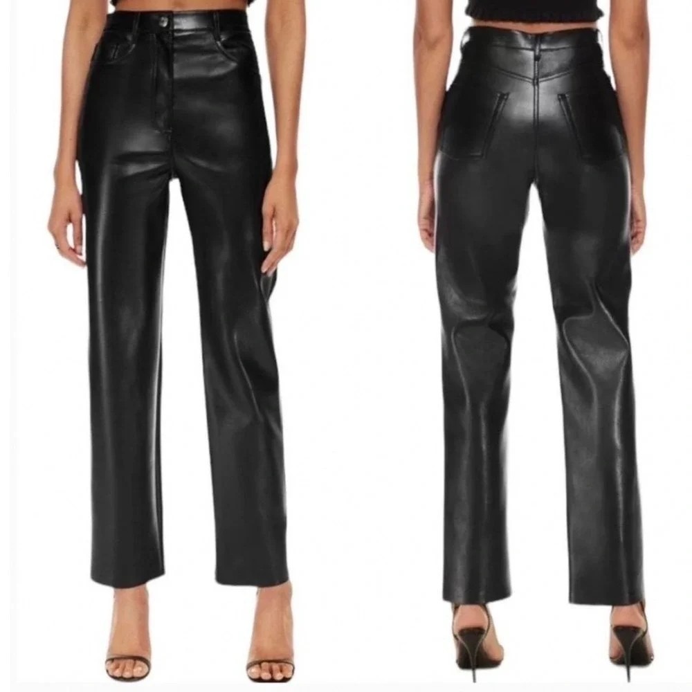 Aritzia Wilfred The Melina Pant Black Vegan Leather High Rise Straight Leg- Sz.2